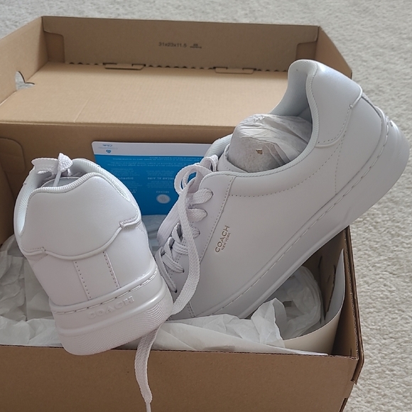 Coach Classic White Lace-Up Sneakers - Picture 10 of 13